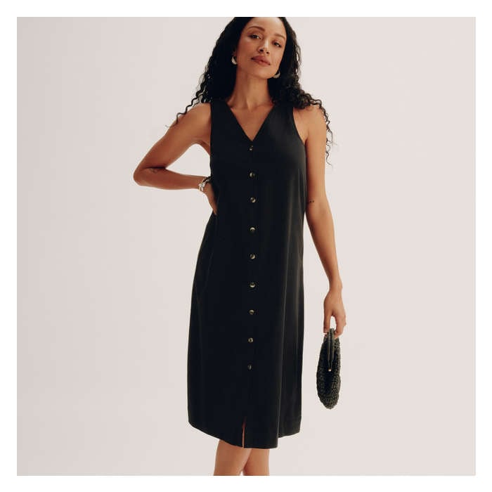 Aux Femmes Robe cami boutonnée - Noir Jf